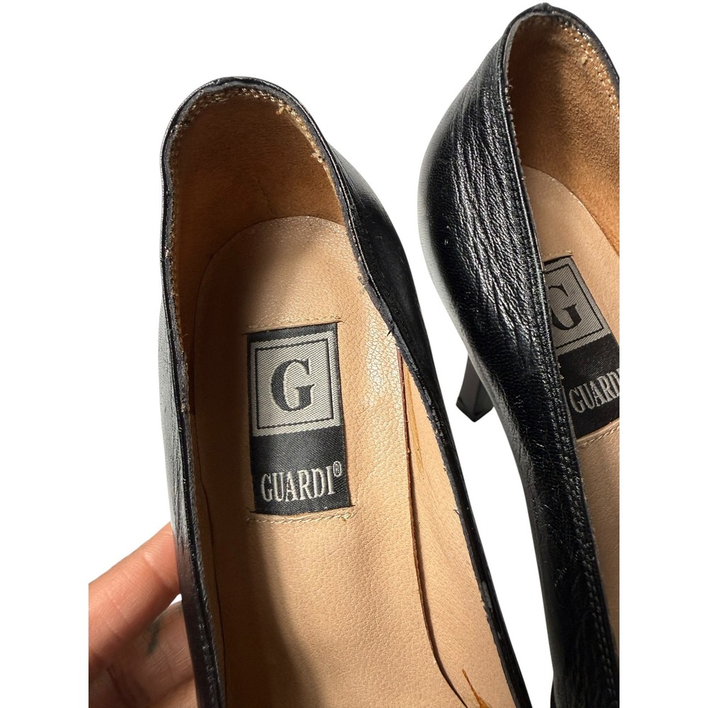 Guardi Vintage 90s Pointed Toe Buckle Pumps Black Size 37 - Picture 3 of 5